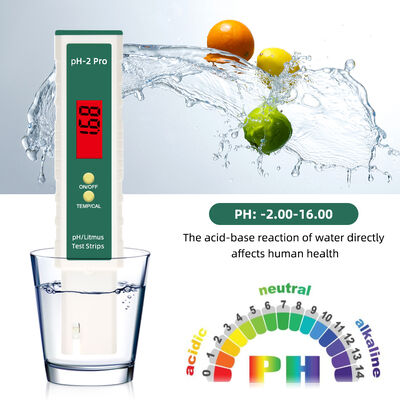 PH-2 Pro pH Meter com ecrã LCD retroiluminado Compensação automática de temperatura e armazenamento de dados desligados para testes de qualidade da água