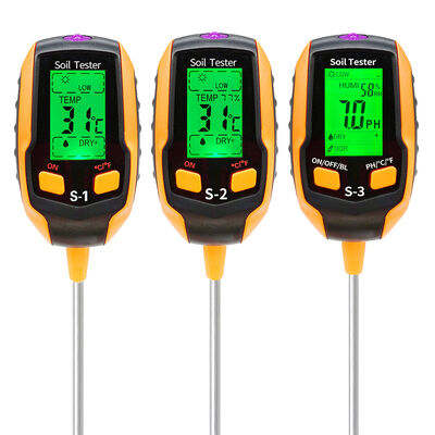 6 em 1 Tester Digital de Solo Monitor de Umidade/PH/Luz solar/Temperatura Com LCD de luz de fundo Para Plantação de Horta
