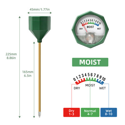 YIERYI Análogo sem bateria medidor de umidade do solo com precisão de sonda de metal 0-10 escala de higrômetro para jardim de vasos de plantas de cultivo