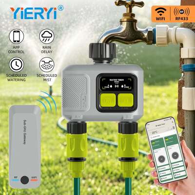 YIERYI Dual-Zone RF Smart Water Timer com Sub-GHz Gateway