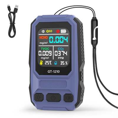 Detetor de gases de qualidade do ar de 5 em 1 HCHO TVOC CO Temp Humidade