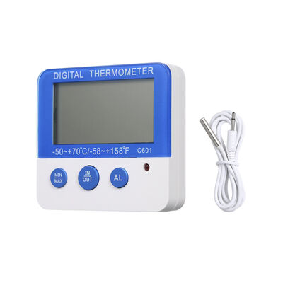 C601 Mini Termo Higrômetro Interno Externo, Termômetro com Alarme de Alta e Baixa Temperatura, Monitor de Temperatura de Geladeira